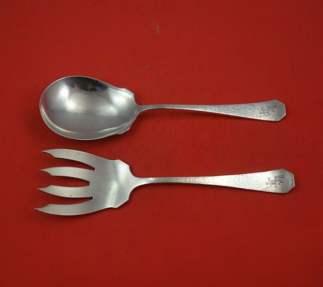 Wallace San Juan Sterling Silver Salad Serving Set 2pc 9" Monogrammed: Wallace San Juan Sterling Silver Salad Serving Set 2pc 9" Monogrammed Enhance your dining experience with the San Juan Salad Serving Set by Wallace. This exquisite 2-piece set, measuring 9 inches each