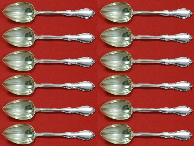 Towle Fontana Sterling Silver Grapefruit Spoon Set 12 pcs 6 Inch: Towle Fontana Sterling Silver Grapefruit Spoon Set 12 pcs 6 Inch This exquisite custom set includes 12 grapefruit spoons crafted in the elegant Fontana pattern by Towle. Each spoon measures 6 inches a