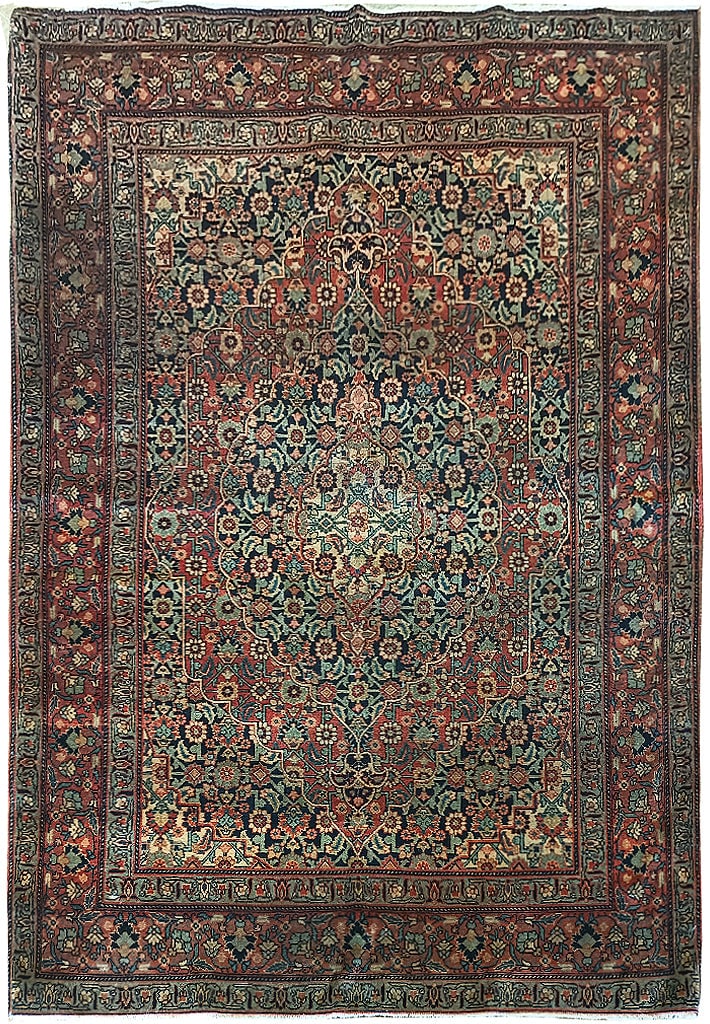 Antique Persian Lavar Rug 4.2 x 5.10 Hand-Knotted Wool 1900s (1 of 9)