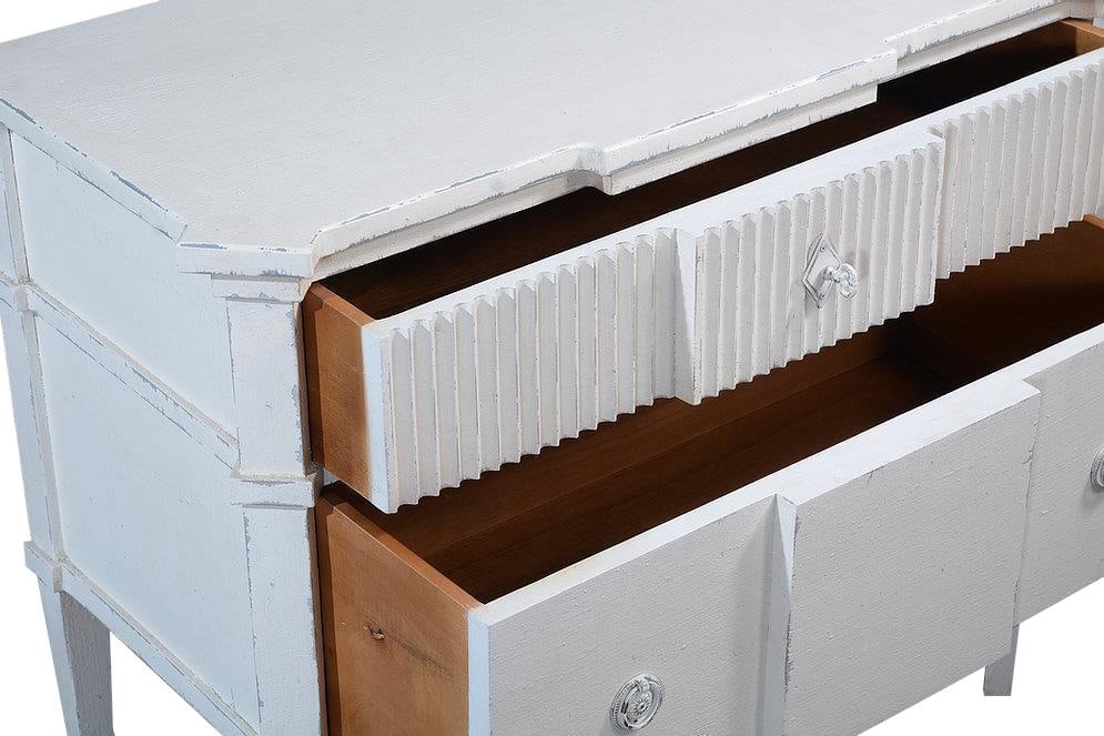 St Denis White Nightstand with Solid Brass Hardware - 3