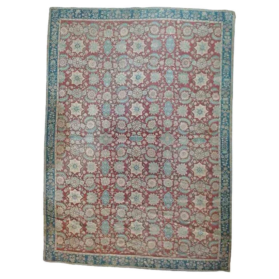 Antique Indian Rashti Floral Embroidered Carpet C1910 95.5 x 133 Inches (1 of 11)