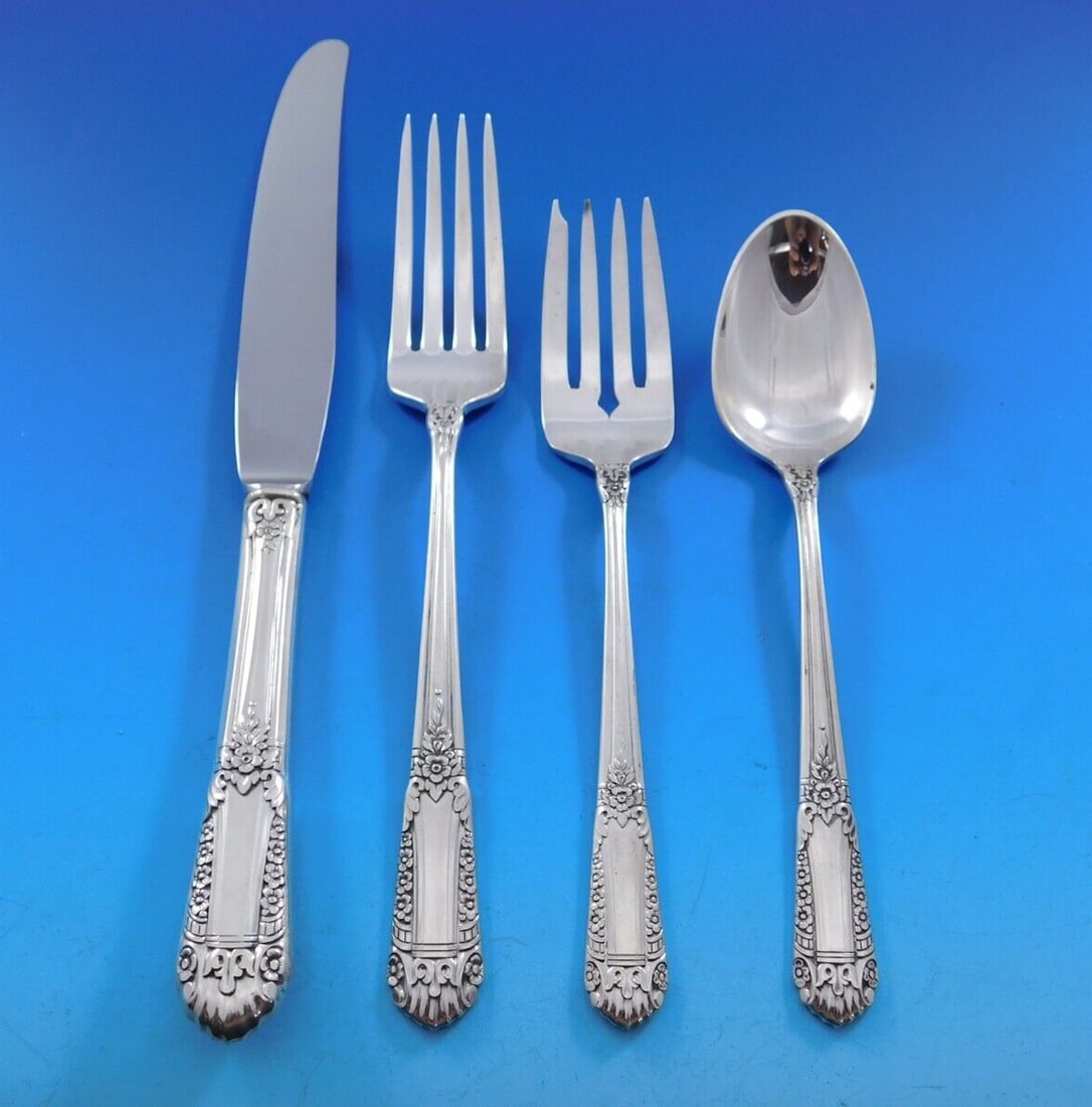 State House Inaugural Sterling Silver Flatware Set 37 Pieces for 8: State House Inaugural Sterling Silver Flatware Set 37 Pieces for 8 Enhance your dining experience with this exquisite Inaugural Sterling Silver Flatware Set by State House, designed to serve eight. Th