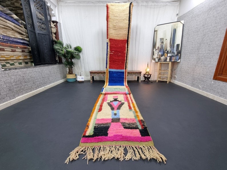 Authentic Colorful Handmade Moroccan Berber Runner Rug 2 x 19.68 Feet: Authentic Colorful Handmade Moroccan Berber Runner Rug 2 x 19.68 Feet Introducing an elegant and authentic colorful handmade Moroccan Berber runner rug, meticulously crafted by local Berber women weav