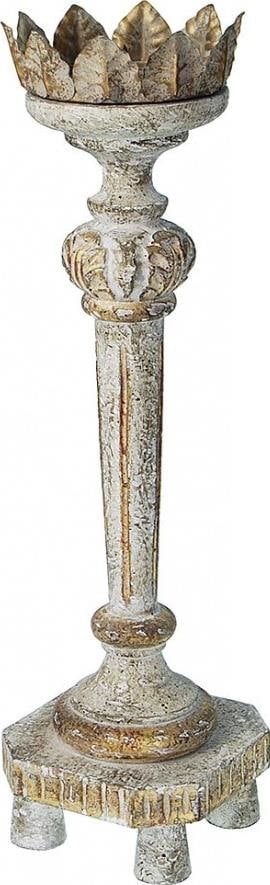 Provence Home French Country Candle Holder White Gold Accents 19.5": Provence Home French Country Candle Holder White Gold Accents 19.5" Illuminate your space with this elegant candle holder, featuring a charming French Country style. Crafted from wood, it showcases a