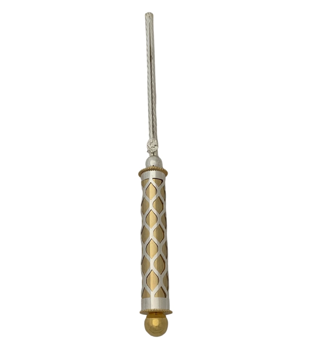 Ornate Gilded 925 Sterling Silver Candle Lighter 13 Inches: Ornate Gilded 925 Sterling Silver Candle Lighter 13 Inches This exquisite candle lighter is crafted from fine 925 sterling silver (.925) and features elegant gilded accents. The handmade cut-out ornat