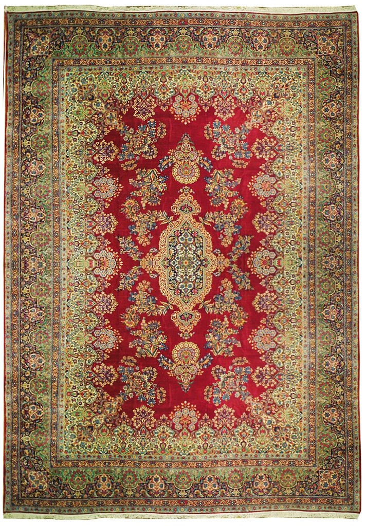 12'5" x 18'2" Red Semi-Antique Persian Lavar Kerman Rug: 12'5" x 18'2" Red Semi-Antique Persian Lavar Kerman Rug Free continental US Shipping Transform your living space with this stunning 12.5 x 18.2 Red Semi-Antique Persian Lavar Kerman Rug. Crafted using