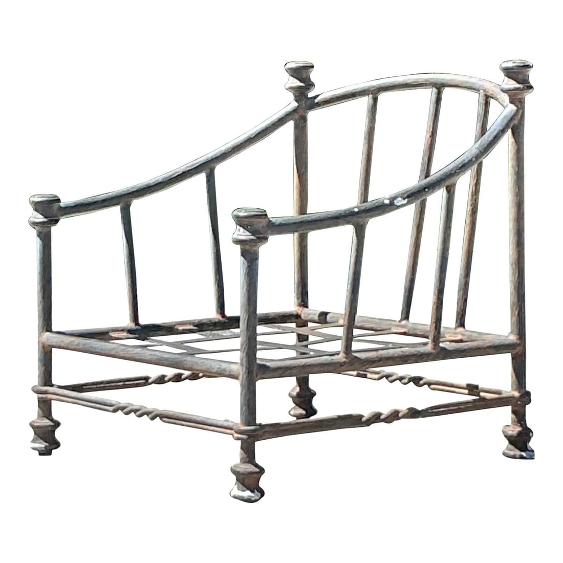 Vintage Regency Cast Aluminum Lounge Chair with Intricate Lattice Design: Vintage Regency Cast Aluminum Lounge Chair with Intricate Lattice Design Enhance your living space with the Vintage Regency Cast Aluminum Lounge Chair, an exquisite blend of antique craftsmanship and
