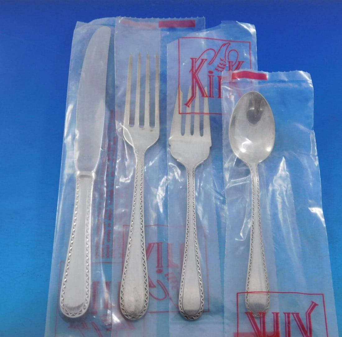 Kirk Winslow Sterling Silver Flatware Set for 8 - 32 Pieces with Storage Chest: Kirk Winslow Sterling Silver Flatware Set for 8 - 32 Pieces with Storage Chest Introducing the Winslow Sterling Silver Flatware Set by Kirk, a stunning collection designed for elegant dining. This 32-