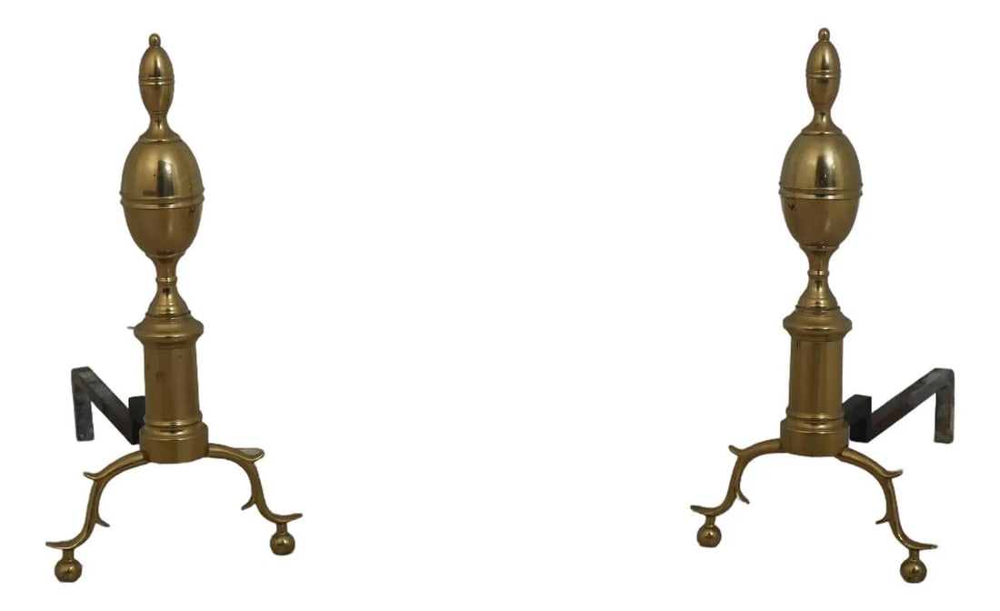Colonial Design Brass Andirons Set by Virginia Metalcrafters (1 of 10)