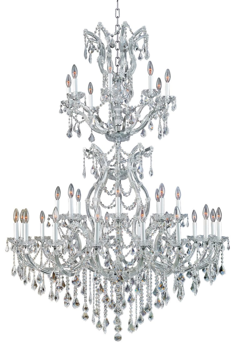 Elegant Artistry Alexandria 32-Light Chrome Crystal Chandelier 68in: Elegant Artistry Alexandria 32-Light Chrome Crystal Chandelier 68in Elevate your space with this stunning chandelier from the Alexandria Collection. With a height of 68 inches and a width of 48 inches