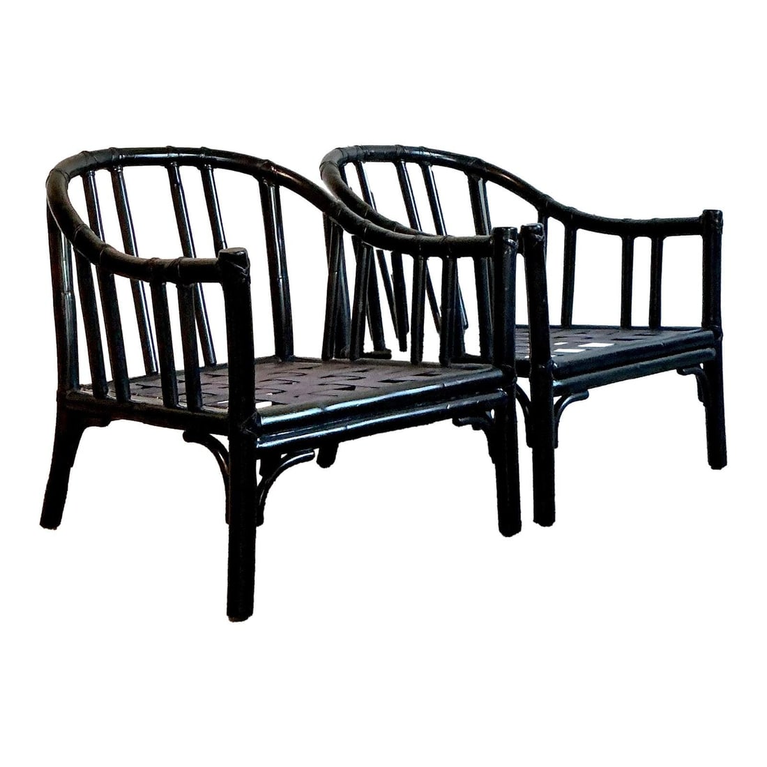 Pair of Vintage McGuire Black Rattan Lounge Chairs (1 of 10)