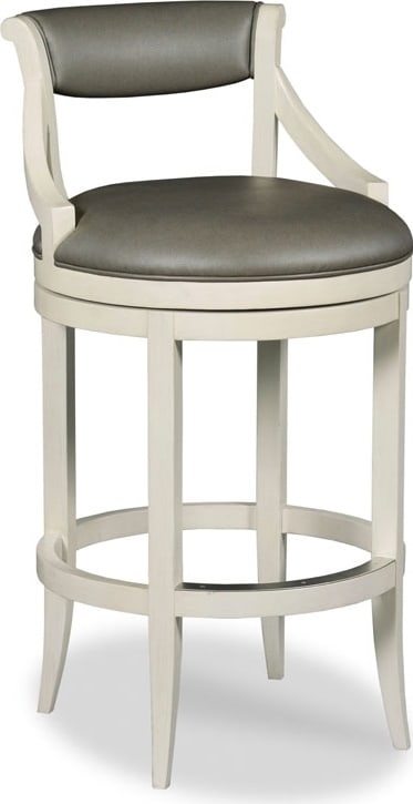 Taylor Collection Carrara Finish Upholstered Swivel Counter Stool: Taylor Collection Carrara Finish Upholstered Swivel Counter Stool The Taylor upholstered counter stool features a circular seat and a memory swivel mechanism for added convenience. Its wood frame is f