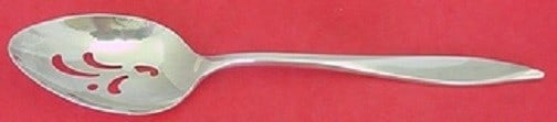 Oneida Vivant Sterling Silver Pierced Serving Spoon 8 1/4": Oneida Vivant Sterling Silver Pierced Serving Spoon 8 1/4" This exquisite slotted spoon from Oneida's Vivant pattern is crafted in sterling silver, measuring 8 1/4". Its elegant design features a pier