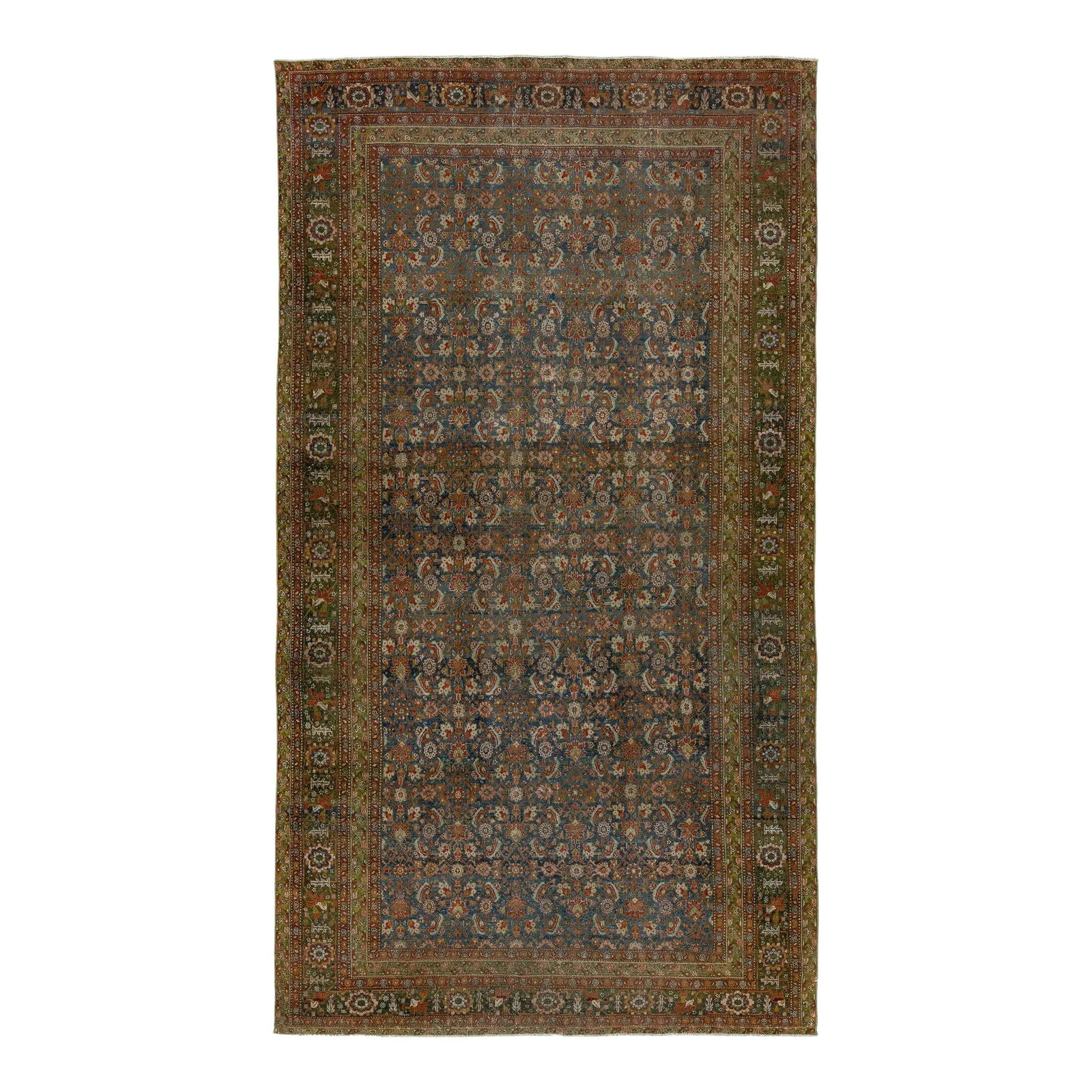 Antique Persian Malyer Floral Wool Rug 6'7 x 11'10 Blue: Antique Persian Malyer Floral Wool Rug 6'7 x 11'10 Blue Enhance your living space with this stunning antique Persian Malyer wool rug, meticulously handmade to showcase exquisite craftsmanship. The rug