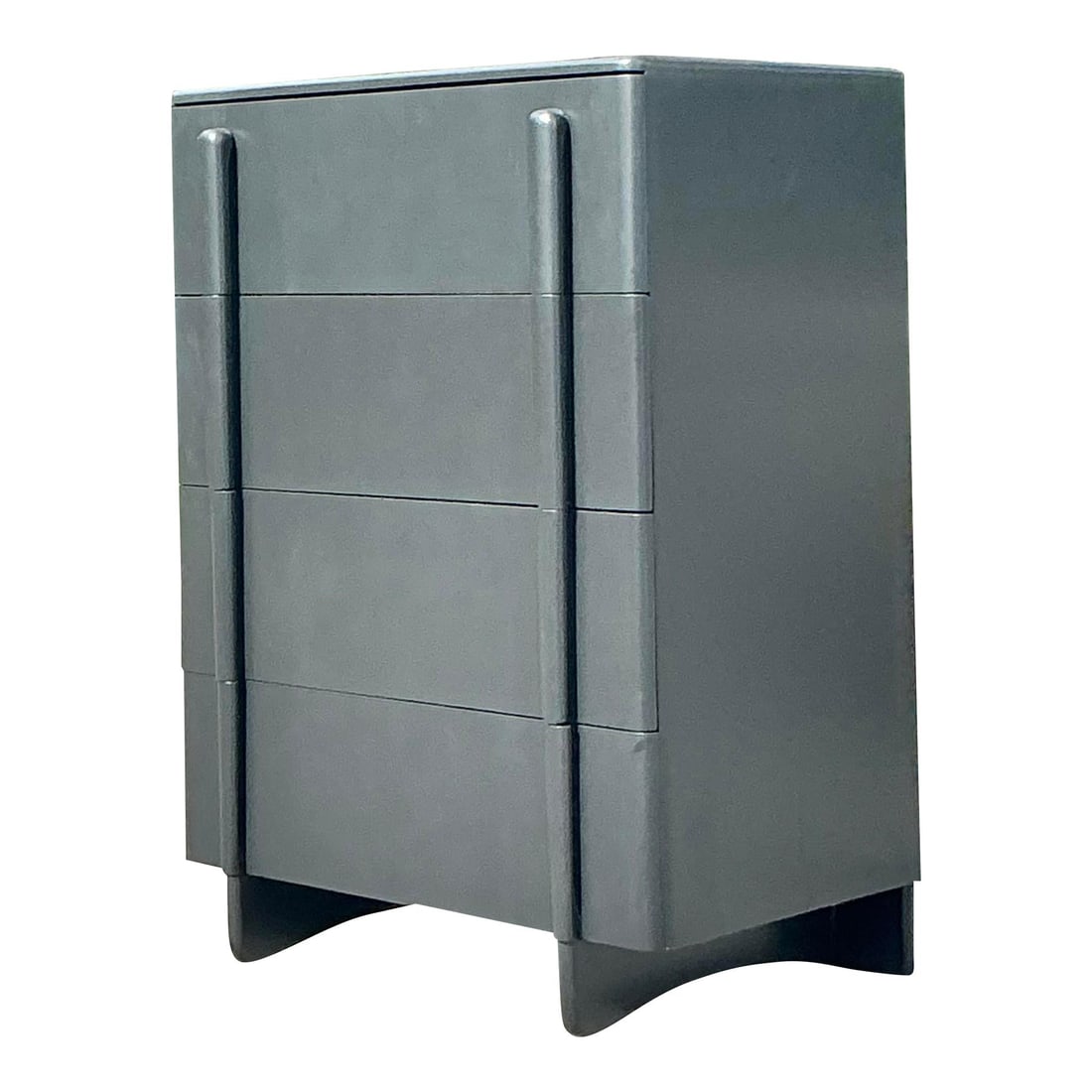 Mid-Century Modern Charcoal Lacquer Chest of Drawers: Mid-Century Modern Charcoal Lacquer Chest of Drawers This Vintage MCM Charcoal Lacquered Chest of Drawers showcases a sleek mid-century modern design with a contemporary flair. The deep charcoal lacqu