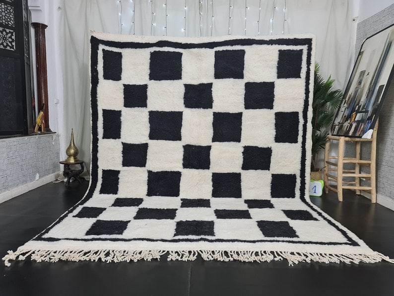 Handmade Moroccan Berber Rug 9.84 x 6.56 Feet 100% Wool: Handmade Moroccan Berber Rug 9.84 x 6.56 Feet 100% Wool Experience the elegance of this stunning authentic handmade Moroccan Berber rug. Crafted with care by local Berber women weavers in the Atlas Mo