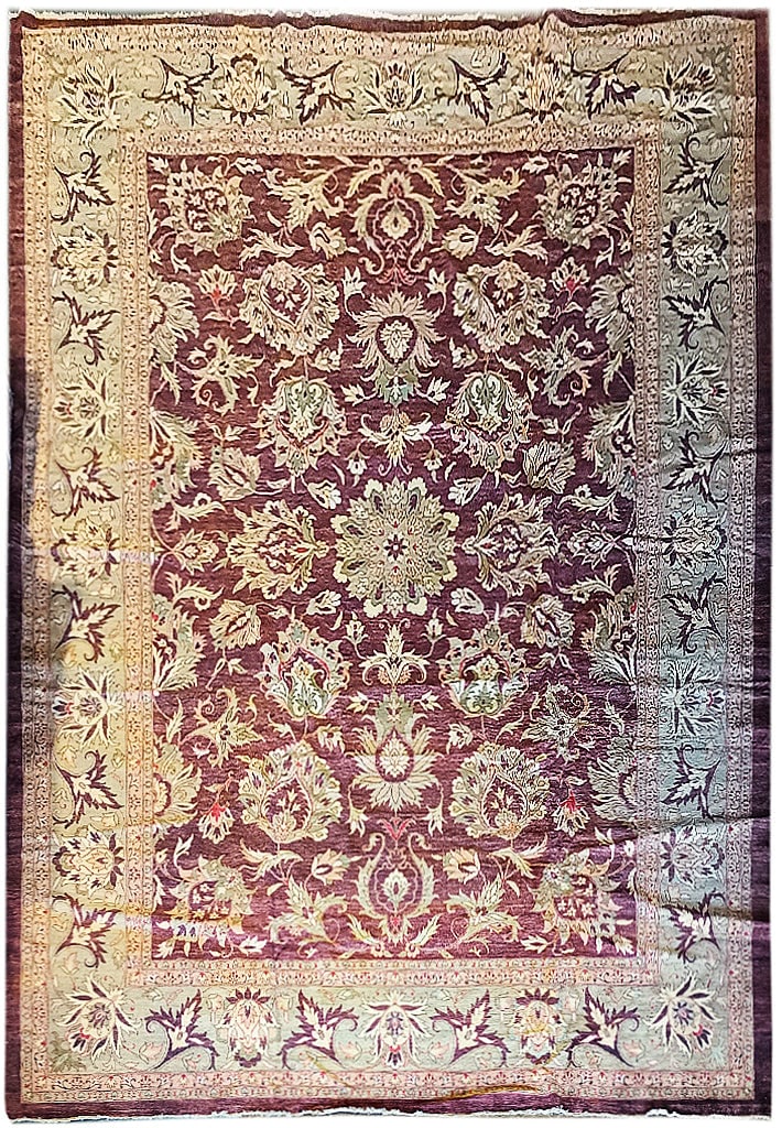 14.3 x 19.6 Handcrafted Ghazni Wool Chobi Rug Burgundy Green: 14.3 x 19.6 Handcrafted Ghazni Wool Chobi Rug Burgundy Green Free continental US Shipping Experience the luxurious elegance of our 14.3 x 19.6 feet Quality Natural Ghazni Wool Chobi Rug. This exquisit