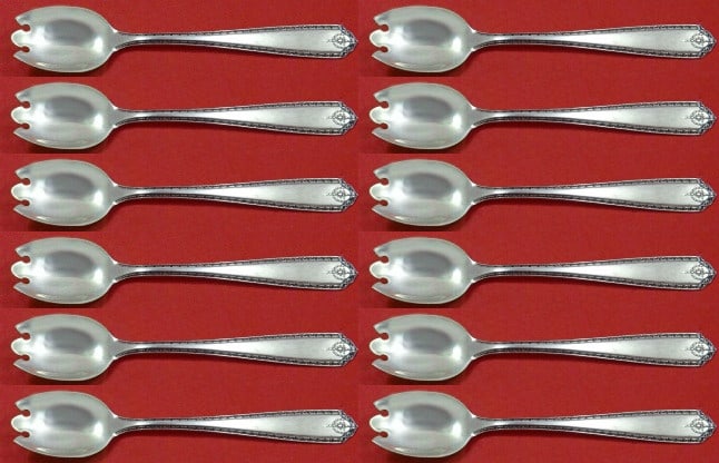 Set of 12 Lady Hilton Sterling Silver Dessert Forks by Westmorland 6": Set of 12 Lady Hilton Sterling Silver Dessert Forks by Westmorland 6" Enhance your dining experience with this exquisite set of 12 Lady Hilton dessert forks by Westmorland. Each fork is crafted from h