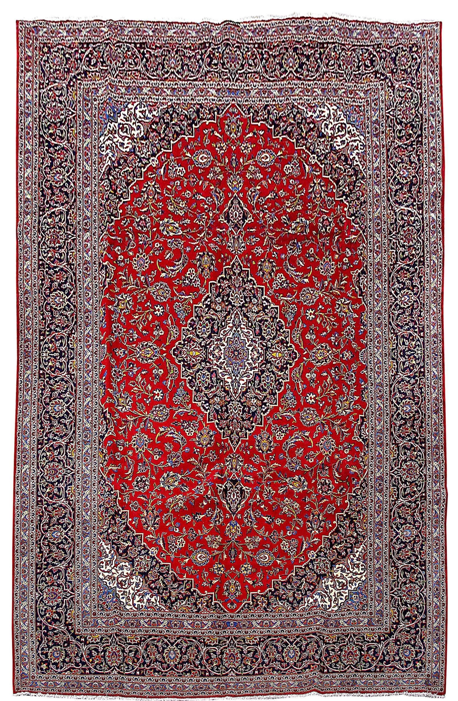 Handmade Persian Kashan Rug 9.6 x 13.2 Red Floral Design: Handmade Persian Kashan Rug 9.6 x 13.2 Red Floral Design Free continental US Shipping Enhance your living space with this exquisite 9.6 x 13.2 Classic Traditional Persian Handmade Kashan Rug, a true t