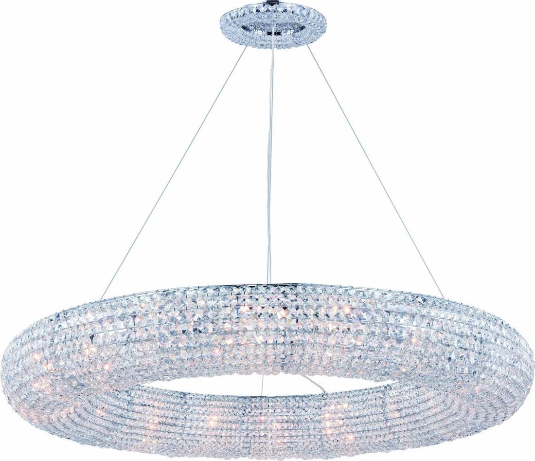 Elegant Lighting Paris Chrome Crystal Hanging Lamp 18-Light UL-Listed: Elegant Lighting Paris Chrome Crystal Hanging Lamp 18-Light UL-Listed Illuminate your space with this stunning Contemporary Paris Chrome Crystal Lamp. This elegant hanging lamp features a modern desig