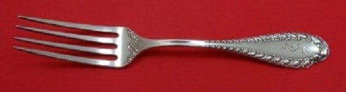 Victoria by Shiebler Sterling Silver Fork 7 Inch Monogrammed Vintage: Victoria by Shiebler Sterling Silver Fork 7 Inch Monogrammed Vintage This exquisite dining piece is a Victoria by Shiebler Sterling Silver Fork, measuring 7 inches in length. Crafted from high-quality