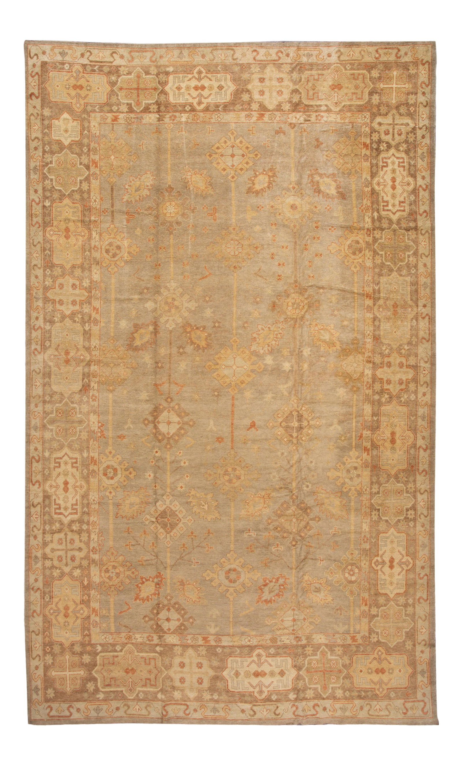Oversized Turkish Oushak Wool Rug 12'3 x 20'7 Floral Design: Oversized Turkish Oushak Wool Rug 12'3 x 20'7 Floral Design Enhance your living space with this stunning modern Turkish Oversize Oushak hand-knotted wool rug. Featuring a light blue field adorned with