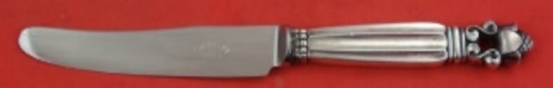 Georg Jensen Acorn Sterling Silver Baby Knife with Stainless Blade 4.5": Georg Jensen Acorn Sterling Silver Baby Knife with Stainless Blade 4.5" This exquisite baby knife features a sterling silver hollow handle designed in the elegant Acorn pattern by Georg Jensen. The bl