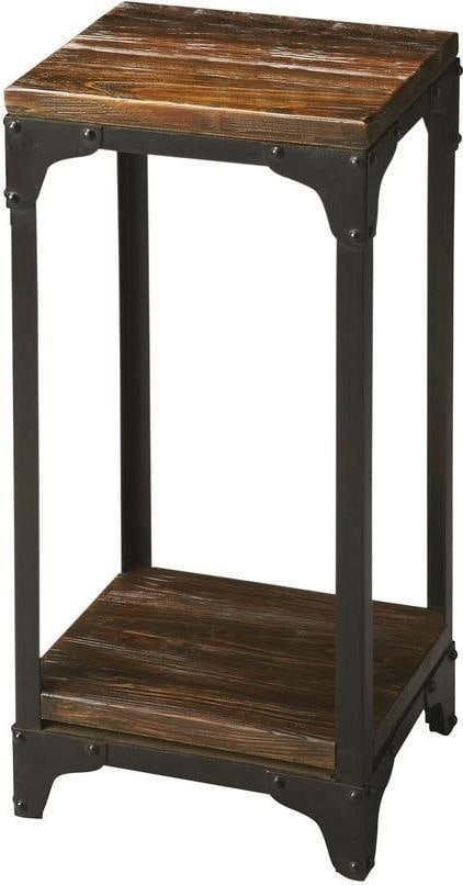 Butler Mountain Lodge Industrial Pedestal Stand Iron Wood: Butler Mountain Lodge Industrial Pedestal Stand Iron Wood Introducing the Mountain Lodge Pedestal Stand, a stylish combination of iron and wood, perfect for displaying hats, plants, or decorative item