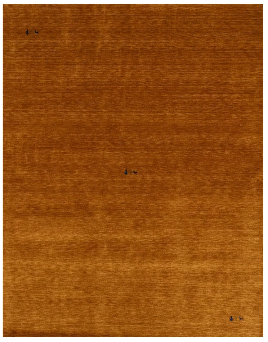 Hand-Loomed Orange Wool Modern Gabbeh 8x10 Tribal Area Rug: Hand-Loomed Orange Wool Modern Gabbeh 8x10 Tribal Area Rug This is a pre-owned modern area rug crafted from hand-loomed wool, featuring a vibrant orange color and a pictorial tribal pattern. The rug h