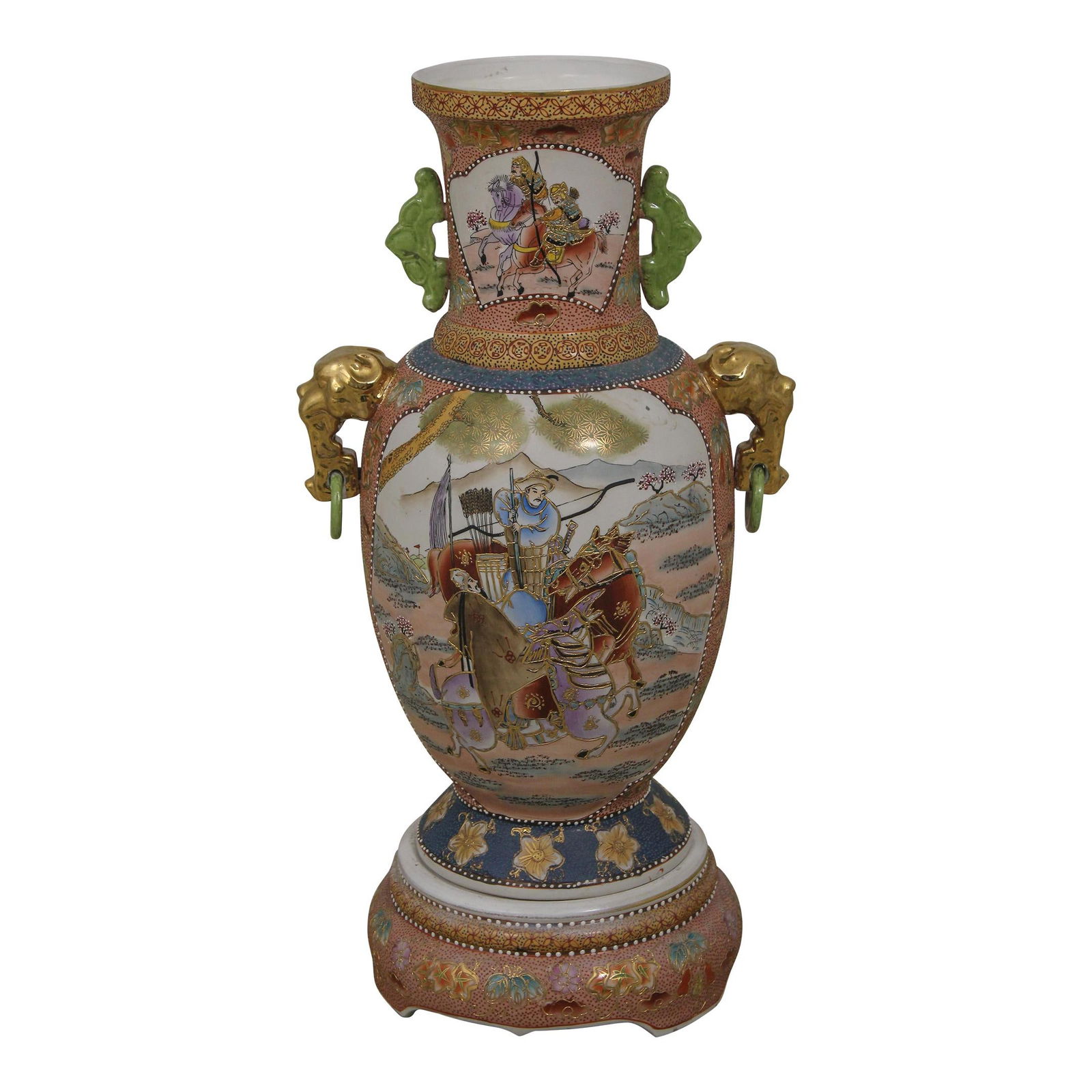 Vintage Chinese 2 Piece Decorative Ceramic Urn Vase Stand (1 of 10)