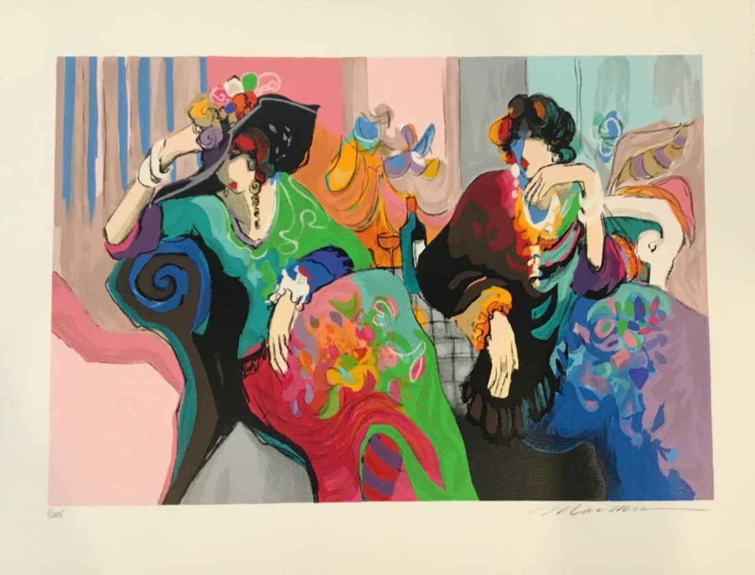 High Society serigraph by Isaac Maimon signed numbered limited edition print 19 x 25 in: High Society serigraph by Isaac Maimon signed numbered limited edition print 19 x 25 in This is a limited edition serigraph print titled "High Society" by Isaac Maimon. The piece is hand-signed and nu
