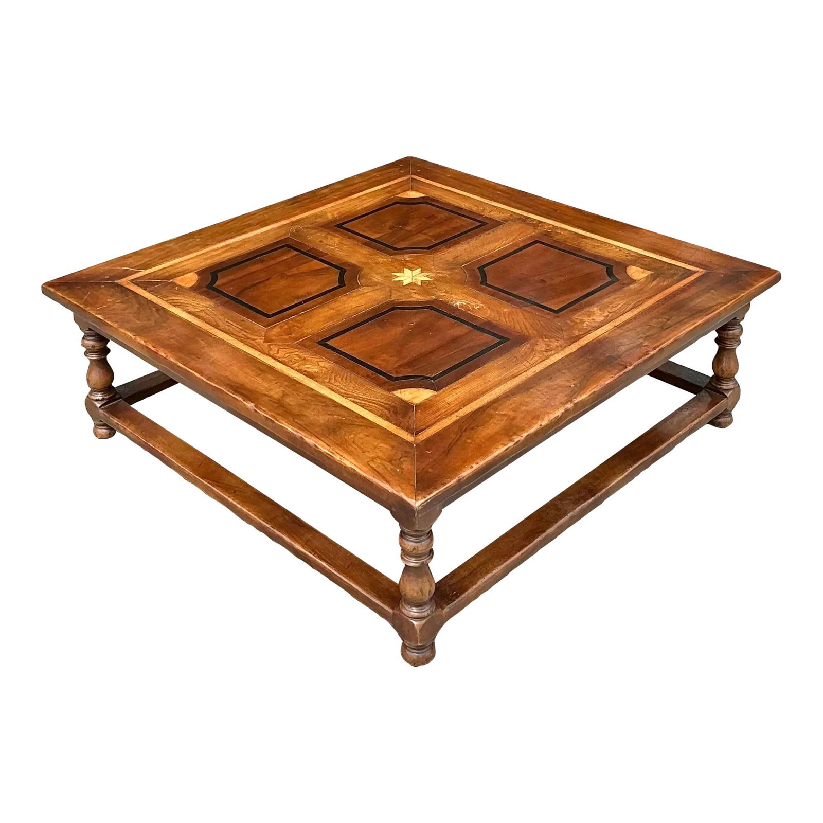 Vintage Regency Octagonal Inlaid Coffee Table Wood Chocolate Finish (1 of 8)