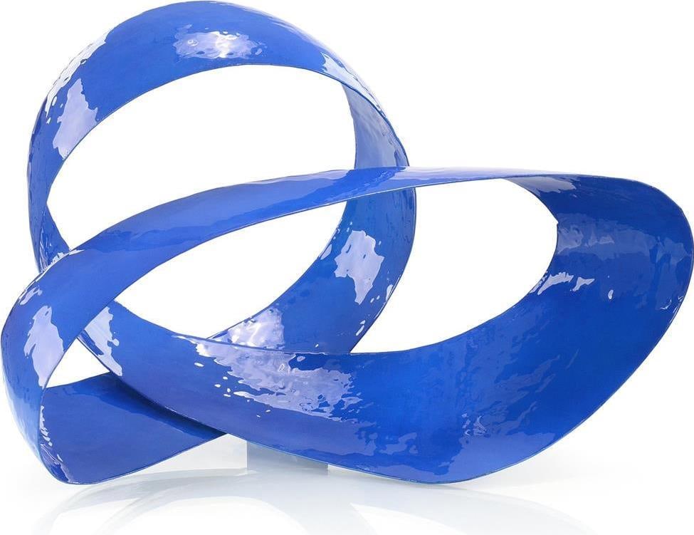 John-Richard Artistic Blue Swirl Aluminum Sculpture 14H 21W 9D: John-Richard Artistic Blue Swirl Aluminum Sculpture 14H 21W 9D Introducing the Artistic Blue Swirl Sculpture, a stunning piece crafted from aluminum and finished in a striking Princess Blue. This arti