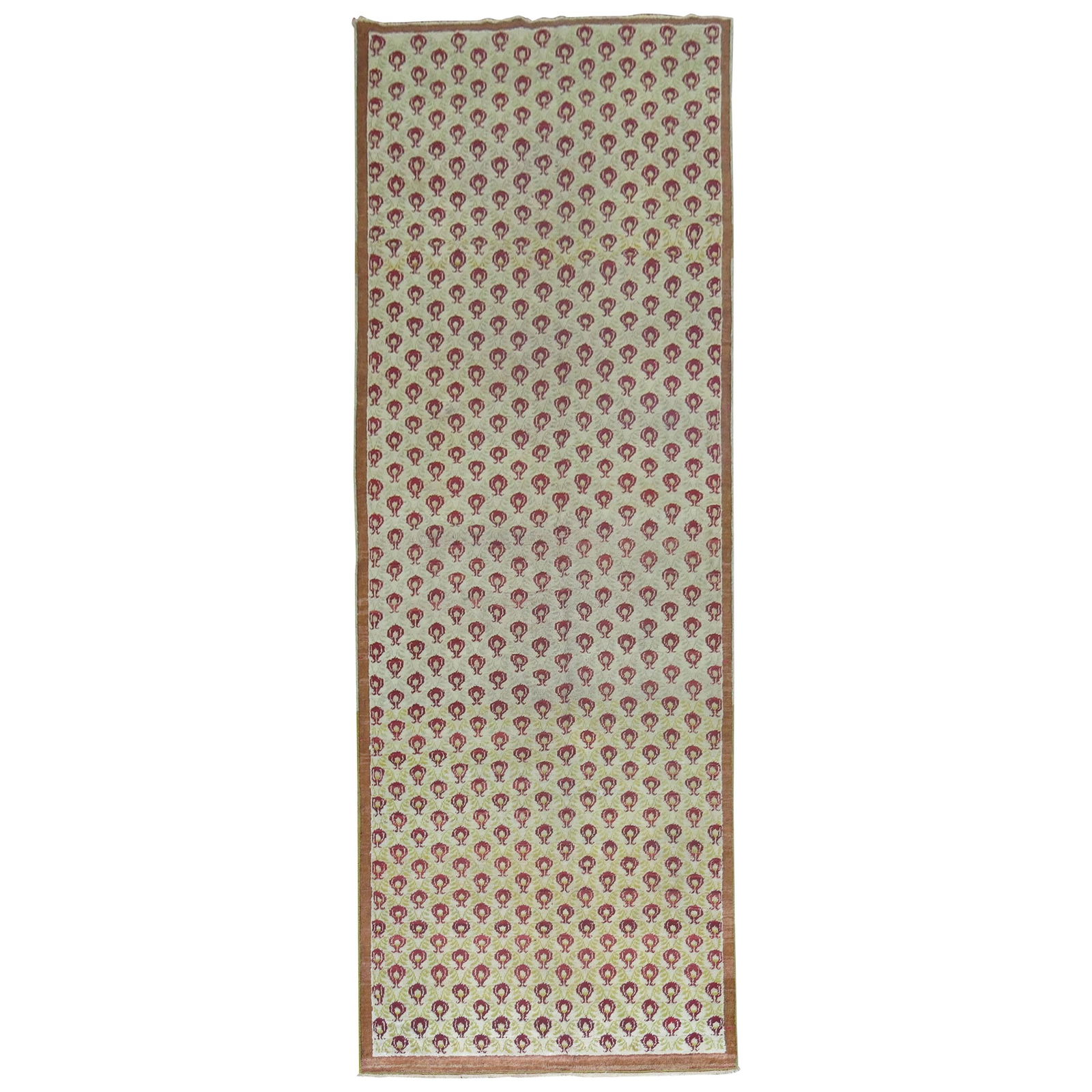 Vintage Turkish Konya Runner Hand-Woven Wool 41 x 125 in Prairie School Style: Vintage Turkish Konya Runner Hand-Woven Wool 41 x 125 in Prairie School Style Add a touch of elegance to your home with this stunning Vintage Turkish Konya Wide Runner. Featuring a beautiful design of