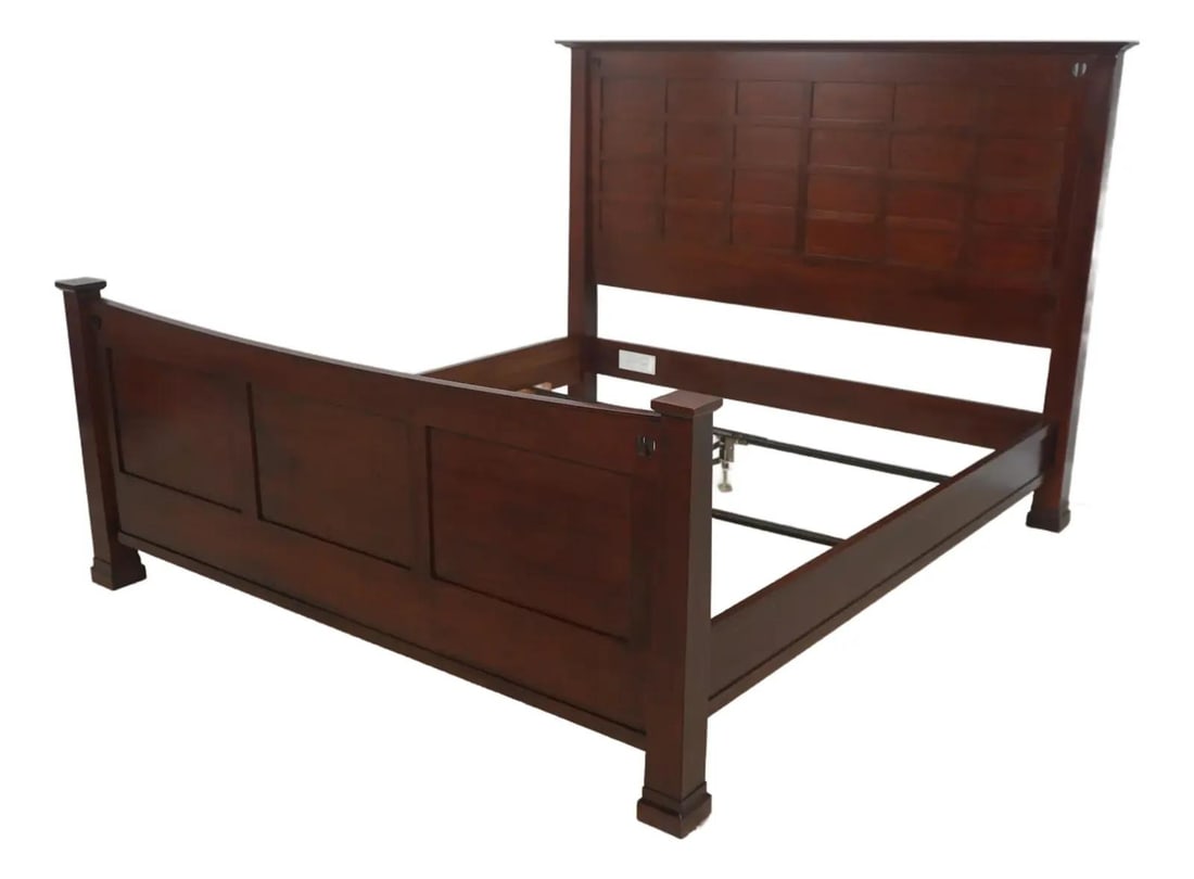 King Cherry Wood Panel Bed Model 8747 Arts and Crafts Style (1 of 10)