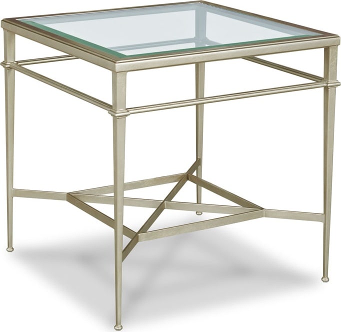 Woodbridge Madeline Square Table 19th C French Style Silver Leaf Finish: Woodbridge Madeline Square Table 19th C French Style Silver Leaf Finish Introducing the Madeline Square Table, a stunning piece that embodies the elegance of 19th Century French style. This lamp table