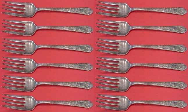 Lunt Mary II Sterling Silver Salad Forks Set of 12 6 Inch: Lunt Mary II Sterling Silver Salad Forks Set of 12 6 Inch Enhance your dining experience with this exquisite set of 12 salad forks in the elegant Mary II pattern by Lunt. Crafted from high-quality ste