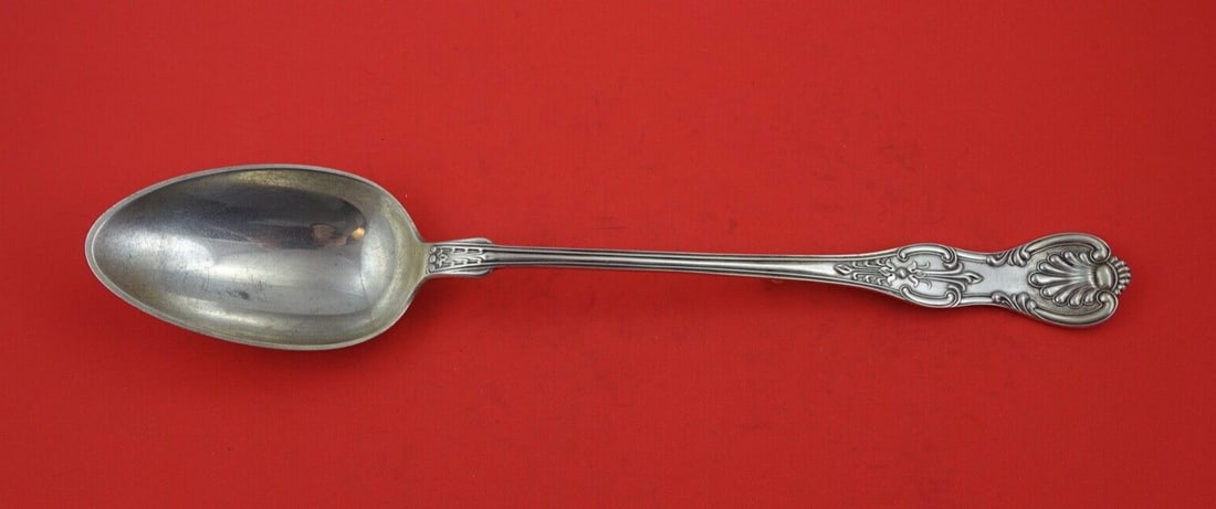 Dominick & Haff King Sterling Silver Stuffing Spoon 13" with Button: Dominick & Haff King Sterling Silver Stuffing Spoon 13" with Button This exquisite stuffing spoon is part of the renowned 'King' pattern by Dominick and Haff, crafted from high-quality sterling silver