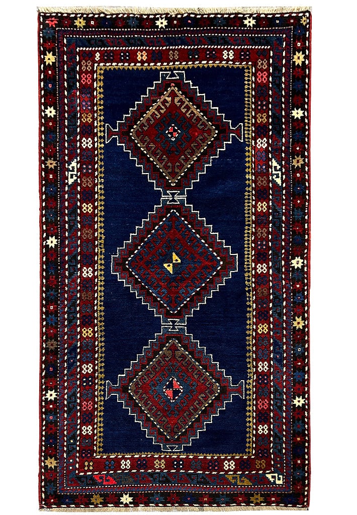 4.4 x 7.9 Antique Aegean Blue Russian Kazak Runner Rug (1 of 10)