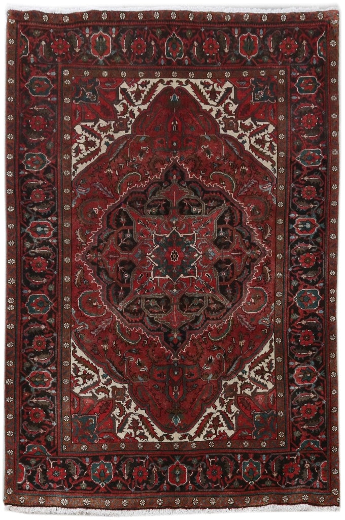 Persian Heriz Tribal Rug 6.3 x 9.4 from Iran: Persian Heriz Tribal Rug 6.3 x 9.4 from Iran Free continental US Shipping Experience the beauty of traditional craftsmanship with this stunning Persian Heriz rug. Measuring 6.3 x 9.4 feet, it showcase