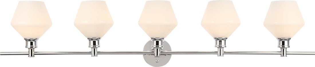 Elegant Lighting Gene Wall Lamp Chrome Frosted White 5 Bulb UL-Listed: Elegant Lighting Gene Wall Lamp Chrome Frosted White 5 Bulb UL-Listed Illuminate your space with the Gene Wall Lamp, featuring a striking combination of chrome and frosted white finishes that add eleg