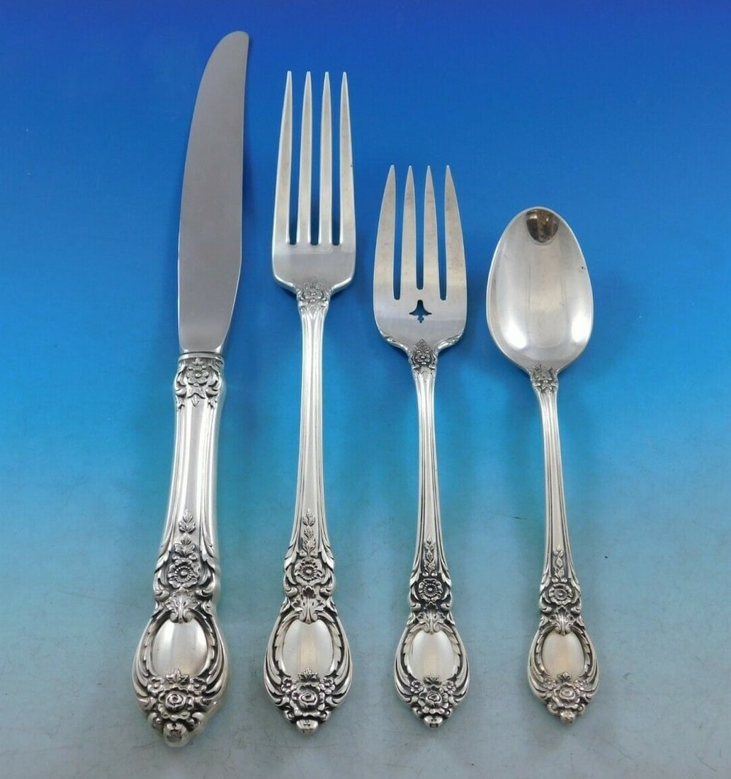 Oneida Stanton Hall Sterling Silver Flatware Set for 8 35 pcs with Storage Chest: Oneida Stanton Hall Sterling Silver Flatware Set for 8 35 pcs with Storage Chest Enhance your dining experience with the Stanton Hall Sterling Silver Flatware Set by Oneida, designed for service of 8.
