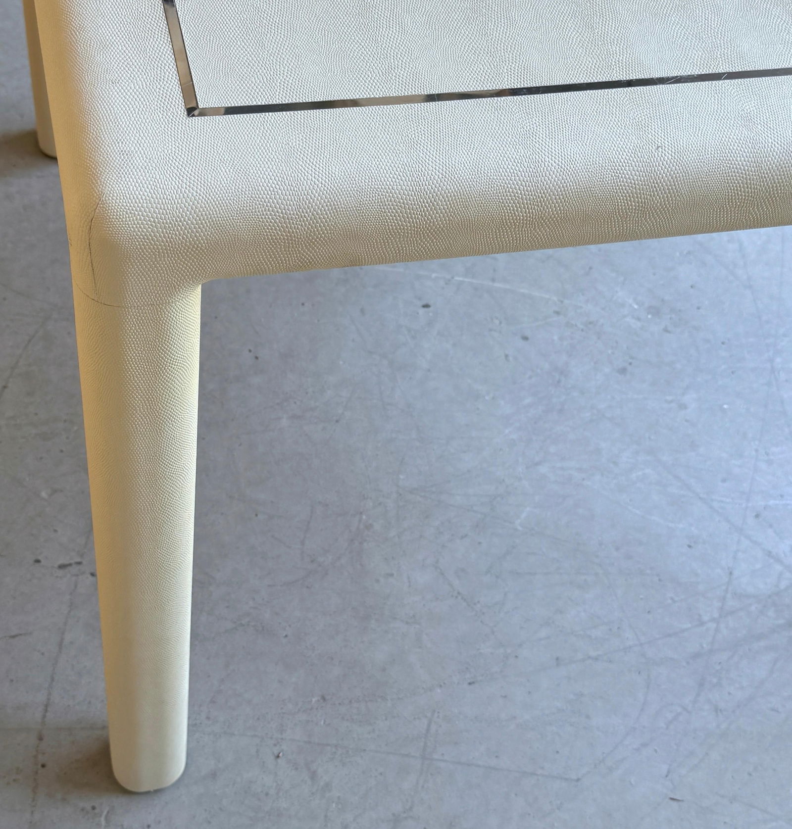 Karl Springer Attributed White Lizard Leather Chrome Games Table - 3