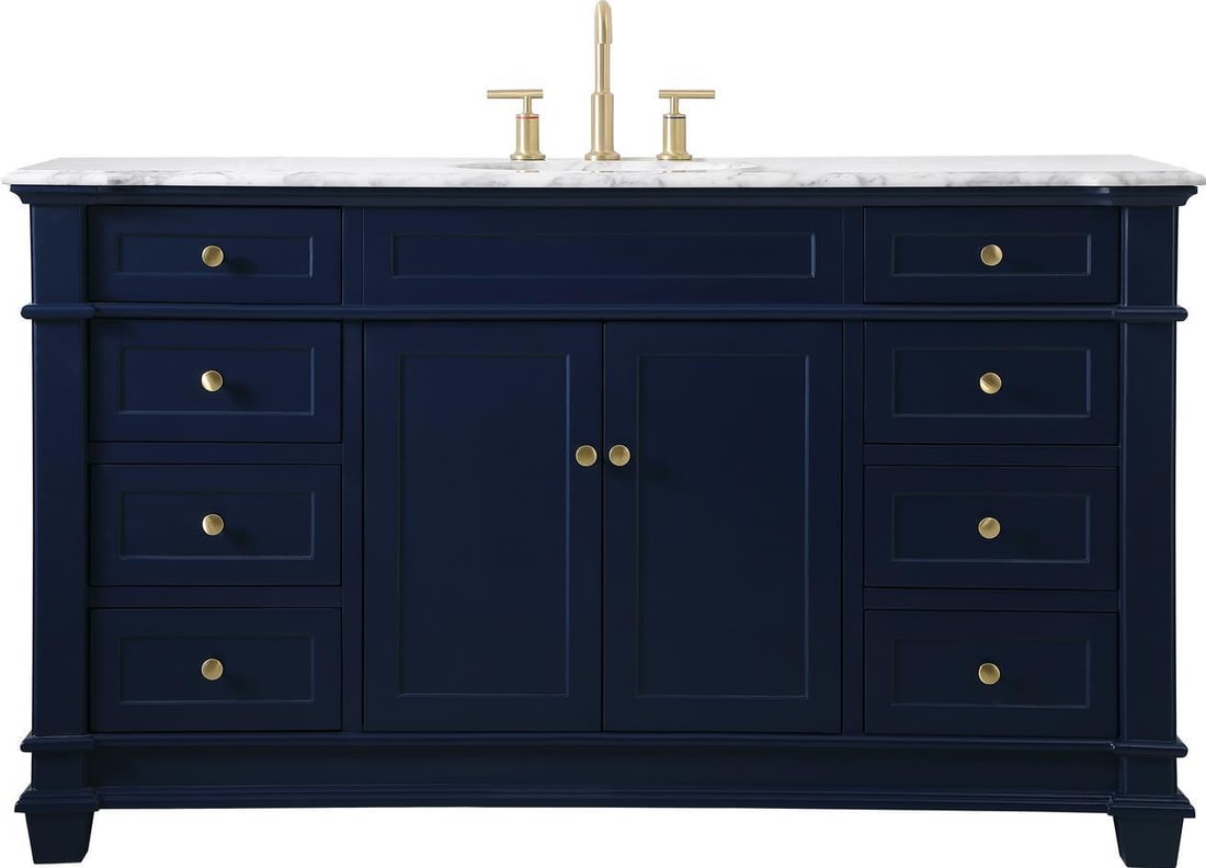 Elegant Lighting Blue 60 Inch Transitional Bathroom Vanity: Elegant Lighting Blue 60 Inch Transitional Bathroom Vanity Introducing the Blue 60-Inch Bathroom Vanity, a stunning addition to any bathroom space. This transitional style vanity features a beautiful