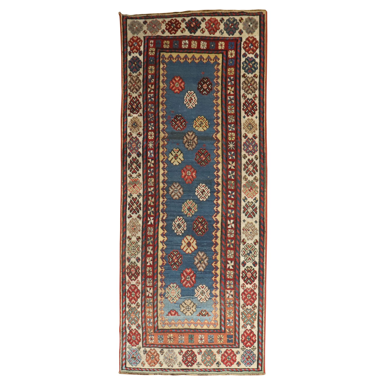 Late 19th Century Kazak Blue Antique Talish Runner Wool Hand-Woven 35 x 87: Late 19th Century Kazak Blue Antique Talish Runner Wool Hand-Woven 35 x 87 Discover a stunning late 19th-century blue antique Talish runner, expertly hand-woven from high-quality wool. This exquisite