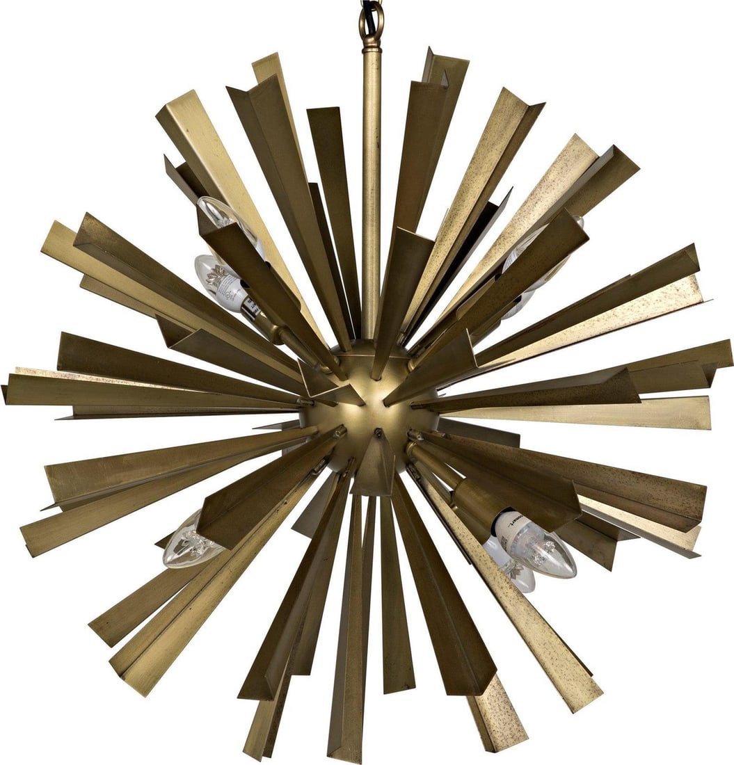 Bero Industrial Style Chandelier Brass Finish 26" Bowl Design: Bero Industrial Style Chandelier Brass Finish 26" Bowl Design Illuminate your space with the Bero Chandelier, designed in a classic antique style that exudes timeless elegance. This bowl chandelier, c