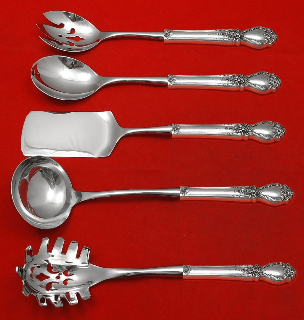 International Sterling Silver Brocade 5pc Hostess Serving Set: International Sterling Silver Brocade 5pc Hostess Serving Set Enhance your dining experience with this exquisite 5-piece Hostess Serving Set from the renowned Brocade pattern by International Sterling