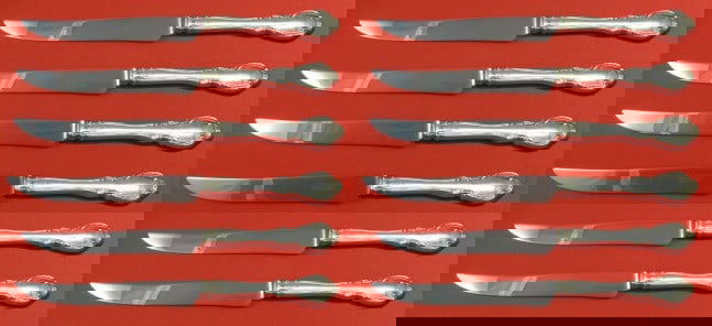 Towle Legato Sterling Silver Steak Knife Set of 12 Serrated 8.5" (1 of 1)