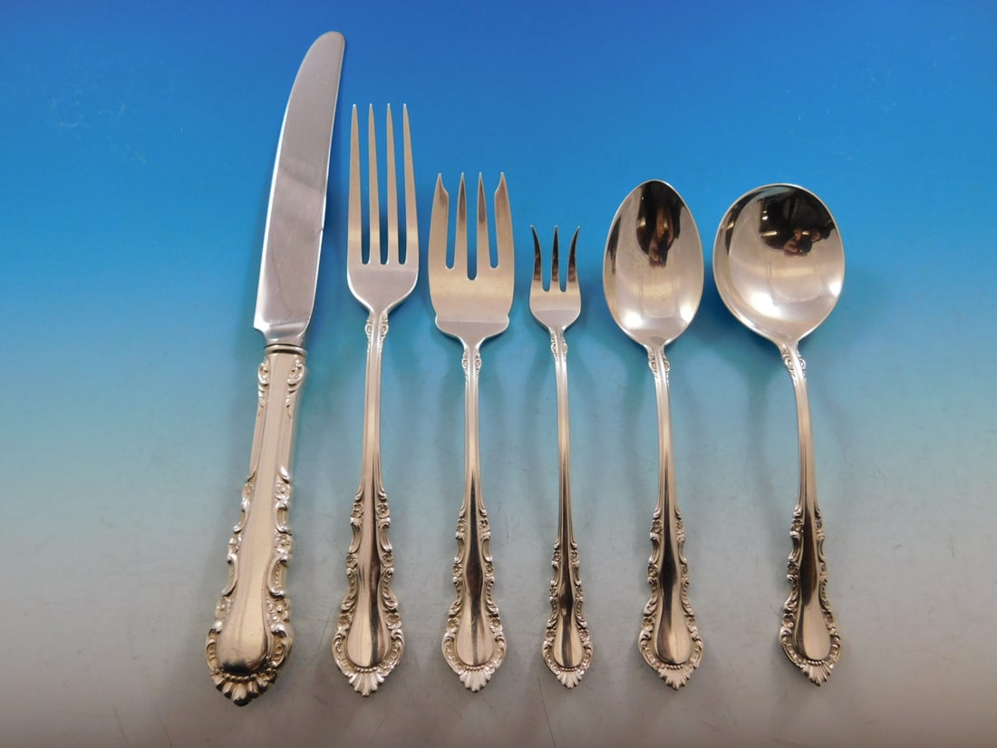 Reed & Barton Georgian Rose Sterling Silver Flatware Set 54 Pieces with Storage Chest: Reed & Barton Georgian Rose Sterling Silver Flatware Set 54 Pieces with Storage Chest This exquisite Georgian Rose flatware set by Reed & Barton features 54 pieces crafted from high-quality sterling s