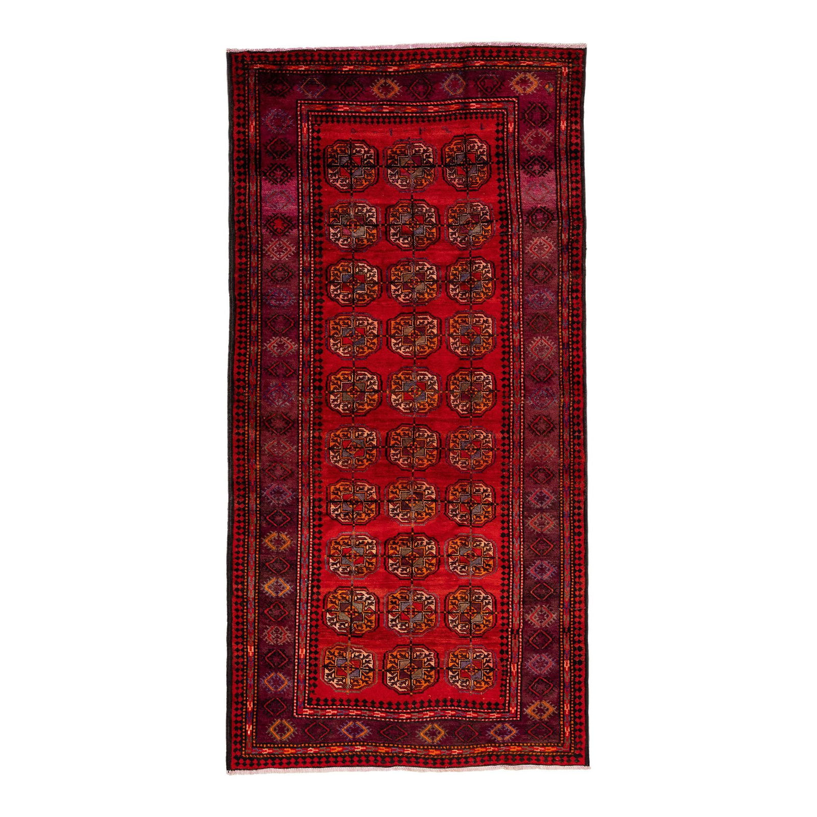 Vintage Persian Shiraz Hand-Knotted Wool Rug Red 4'3" x 8'8": Vintage Persian Shiraz Hand-Knotted Wool Rug Red 4'3" x 8'8" Discover the charm of this stunning vintage Persian Shiraz handmade rug, crafted with care in the 1960s. Featuring a vibrant red color fiel